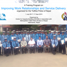 A Training Program on  Improving Work Relationships and Service Delivery organized for the Traffice Police of Nepal